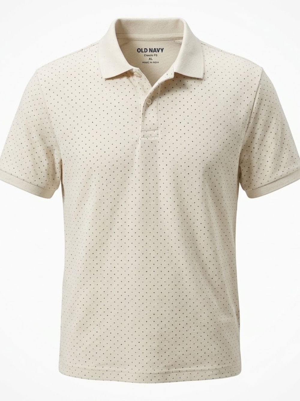 Old Navy Classic Fit Geometric Dot Pique Polo Shirt XL Off-White Cream
